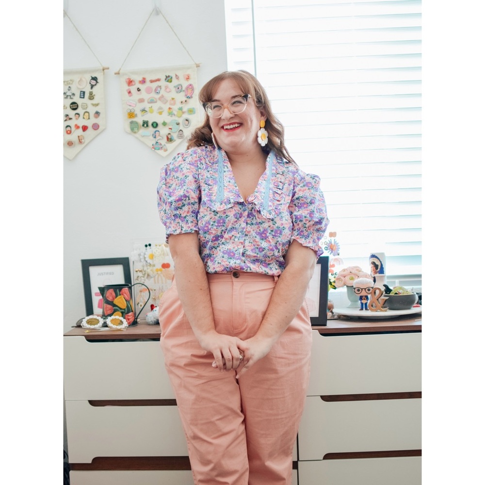 ASOS Purple Floral Collared Top